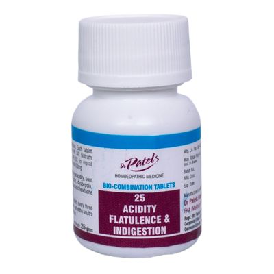 Dr Patel's Homeopathic Acidity, Flatulence & Indigestion Tablets | Natural Relief for Gastric Disturbances, Indigestion, Sour Eructation, Flatulence, and Dyspepsia -25gms