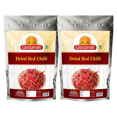 Ghotaram Byadgi Deggi Mirch Chilli Whole | Haveri Red Chilli (Lal Mirch) Less spicy | Karnataka Authentic Sabut Deggi Chilli Red (Lal Mirch) | Handpicked Red Chilli Lal Mirch-190Gx2Pk