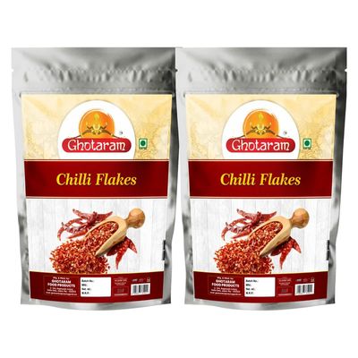 Ghotaram Kuti Mirch Indian Spices KUTI MIRCH | Kutti Lal Mirch//Kuttilal | Crushed Red Chilli Pepper | Chilli Flakes//Red Chilli Flakes||Dry Red Chilli Flakes Pizza Pasta Seasoning-80Gx2Pk