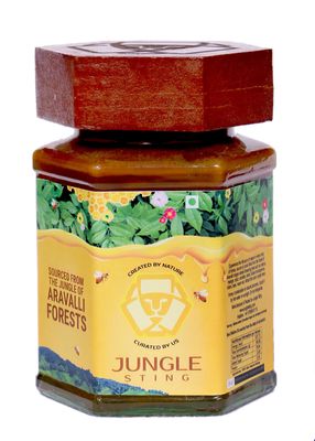 JUNGLE STING 100% Pure-Raw and Unprocessed Honey Collected From Wild Forest Hives, Naturally Sweet Without Added Extra Sugar, Unheated & Contains no preservatives, Wild Forest Flavour 500GM gift pack