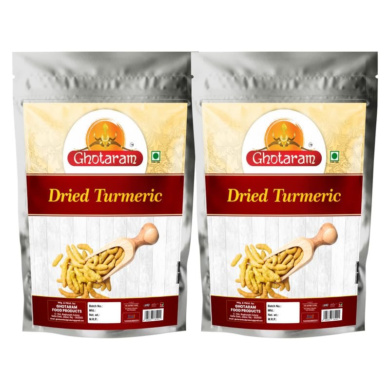 Ghotaram Andhra Raw Yellow Dried Whole Turmeric Sticks | organically grow raw fresh turmeric, kacchi haldi, dry sabut haldi ghatiya, haldi dry | GHATTA Whole Haldi Sabut Haldi-480Gx2Pk