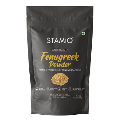 STAMIO Fenugreek Powder 250 gm | Pure Natural Methi Dana/Seeds | Trigonella Foenum-Graecum, Menthya, Venthayam, Menthulu | In Pouch 8.82 oz