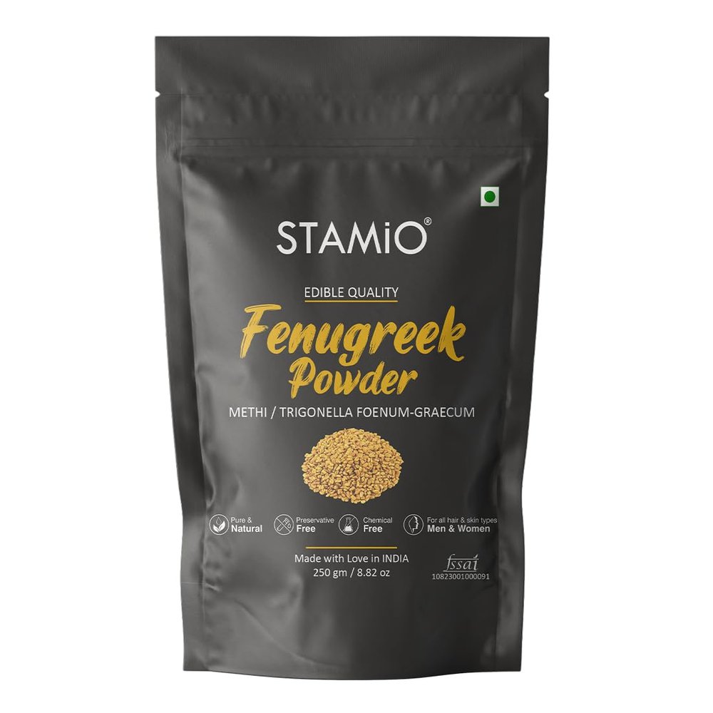 STAMIO Fenugreek Powder 250 gm | Pure Natural Methi Dana/Seeds | Trigonella Foenum-Graecum, Menthya, Venthayam, Menthulu | In Pouch 8.82 oz