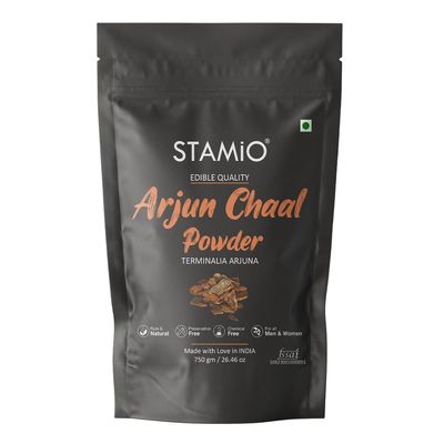 STAMIO Arjun Chaal Powder 750 gm | Pure Triple Filtered Terminalia Arjuna Bark | Healthy Heart | Cholesterol | In Pouch 26.46 oz