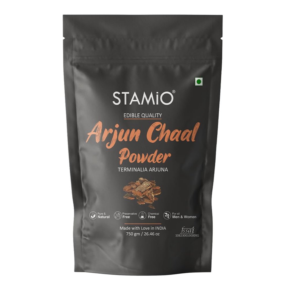 STAMIO Arjun Chaal Powder 750 gm | Pure Triple Filtered Terminalia Arjuna Bark | Healthy Heart | Cholesterol | In Pouch 26.46 oz