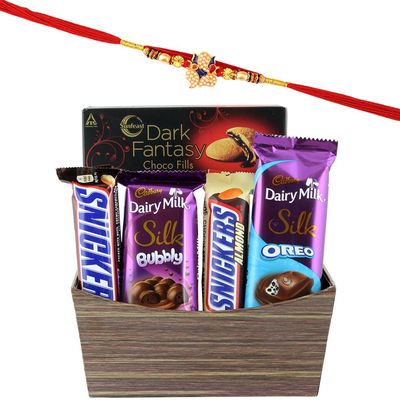 SFU E Com Delicious Chocolate Gift Combo | Rakhi Chocolate for Brother | Elephant Pearl Rakhi With Chocolates | Roli, Chawal, Chandan, Misri | 1013