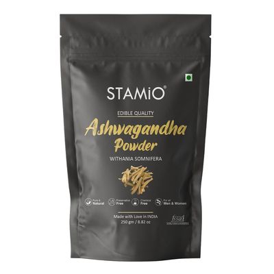 STAMIO Ashwagandha Powder 250 gm | Pure Withania Somnifera | In Pouch 8.82 oz