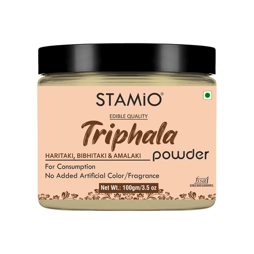 STAMIO Triphala Powder 100 gm | Amalaki | Bibhitaki | Haritaki | Digestive Health | In Jar 3.53 oz
