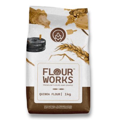 FlourWorks Quinoa Flour, 1kg | Gluten Free Flour | High Protein & Fiber | Superfood Aata | Stone Chaki Ground