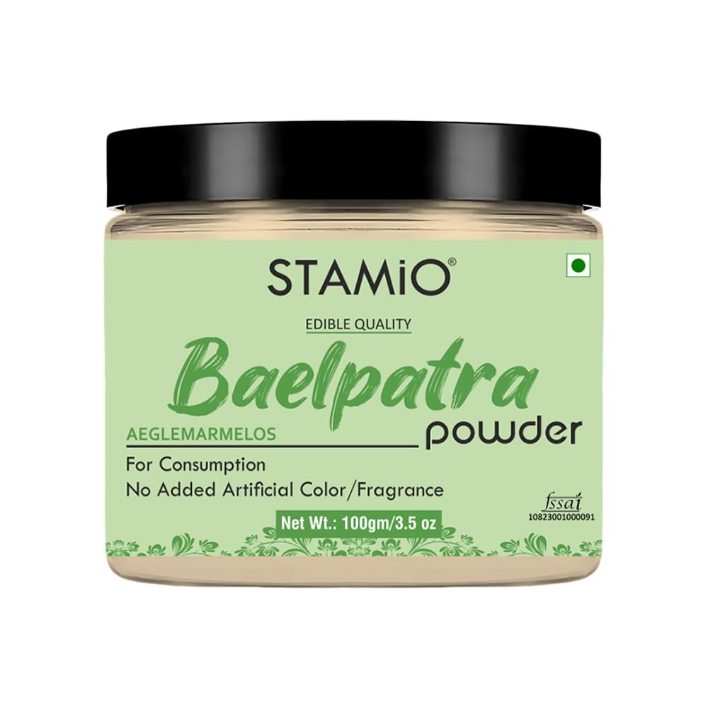 STAMIO Baelpatra Powder 100 gm | Bilva Leaves, Bel Patra/Leaf, Aegle marmelos | Digestive Health | Diabetes | In Jar 3.53 oz