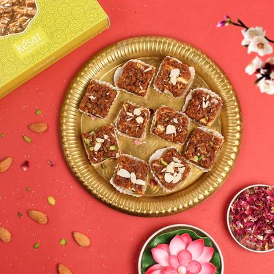 Dessert Drama Premium Sweet Gift Box Nut & Almond Mithai Dodha Barfi 400 gm Doda Barfi Sweet Boxwith Diwali Greetings Card || Combo Gift Pack || Corporate Gifts