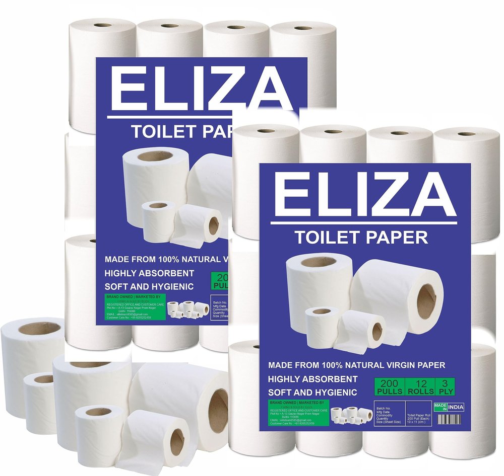 Eliza Premium 3 Ply Toilet Disposable Roll Pack of 24, Toilet Paper, Toilet & Tissue Roll, Pack of Twenty Four Toilet Tissue Paper Rolls 200 Pulls Each- 9.8 x 10 cm