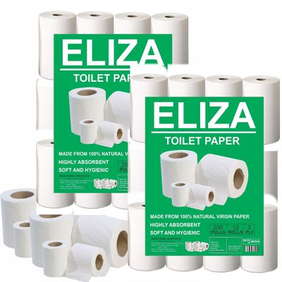 Eliza Premium 3 Ply Toilet Disposable Roll Pack of 24, Toilet Paper, Toilet & Tissue Roll, Pack of Twenty Four Toilet Tissue Paper Rolls 200 Pulls Each- 9.8 x 10 cm