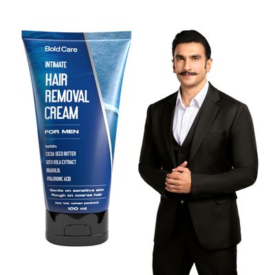 Bold Care Intimate Hair Removal Cream for Men Fast & Painless, Soothing for Unwanted Coarse Pubic Hair, Suitable For All Skin Types - 100ml