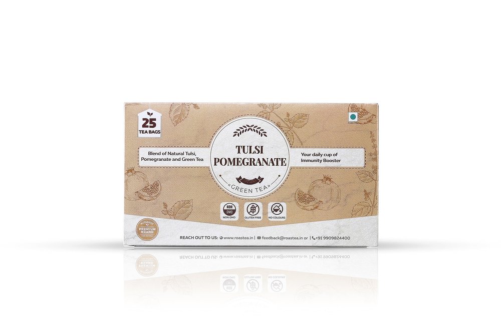 Roastea Tulsi Pomegranate Green Tea | Relieves Stress | Immunity Booster | Pack of 25 Tea Bags