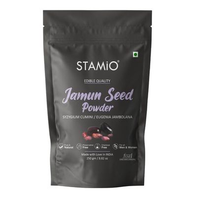 STAMIO Jamun Seed Powder 250 gm | Jaamun Ki Guthli | Diabetes | Naaval Pazham | Indian blackberry | Syzygium cumini | In Pouch 8.82 oz
