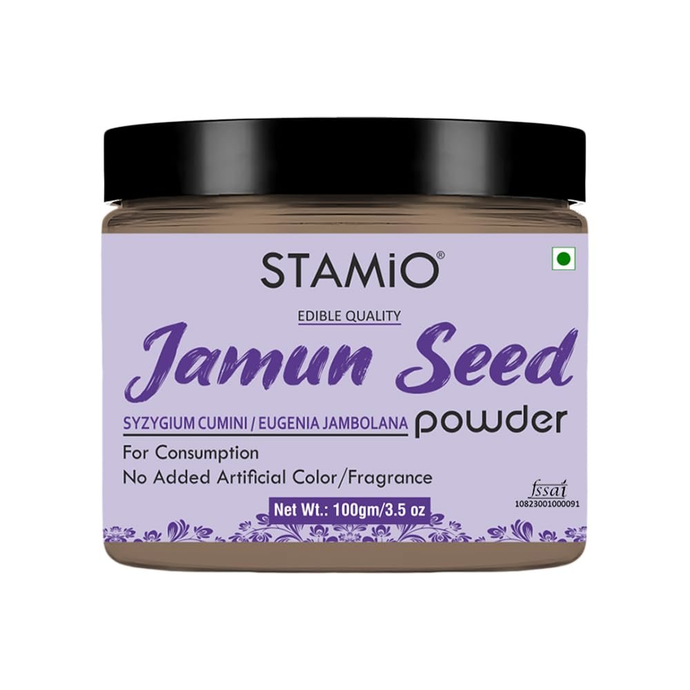 STAMIO Jamun Seed Powder 100 gm | Jaamun Ki Guthli | Diabetes | Naaval Pazham | Indian blackberry | Syzygium cumini | In Jar 3.53 oz