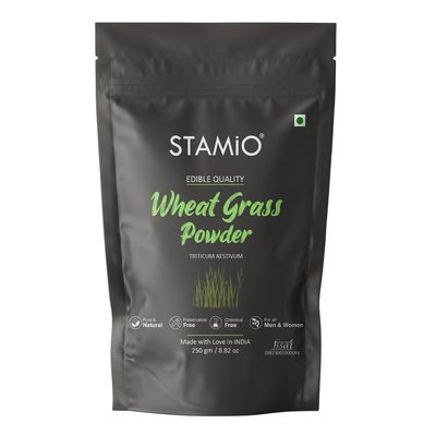 STAMIO Wheat Grass Powder 250 gm for Men & Women | Triticum aestivum | Immunity | In Pouch 8.82 oz