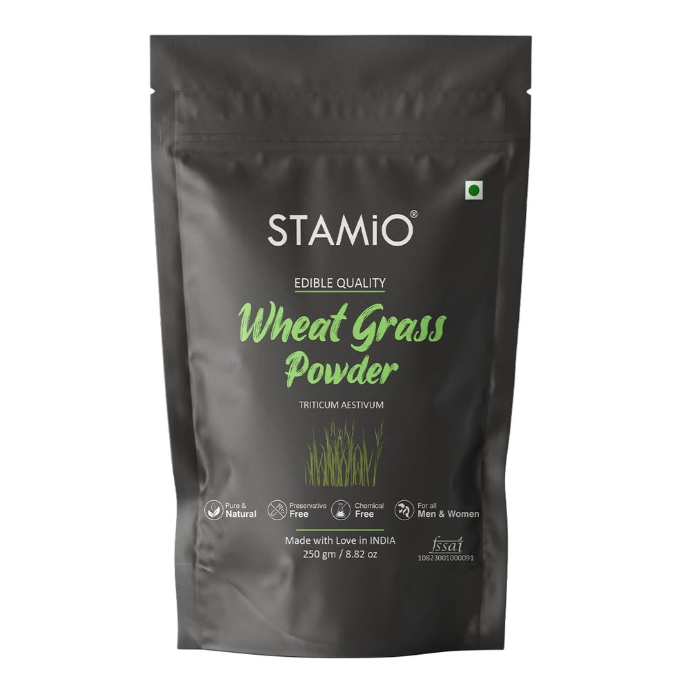 STAMIO Wheat Grass Powder 250 gm for Men & Women | Triticum aestivum | Immunity | In Pouch 8.82 oz