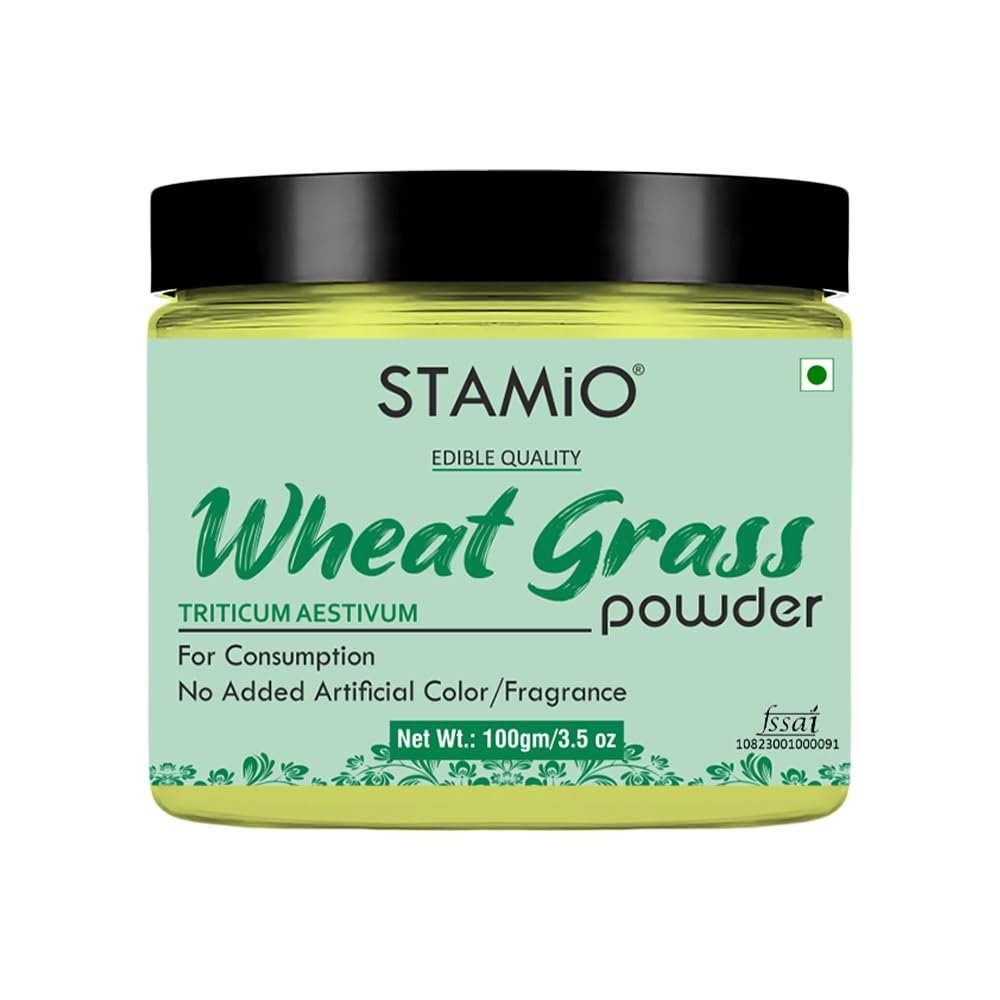 STAMIO Wheat Grass Powder 100 gm for Men & Women | Triticum aestivum | Immunity | In Jar | In Jar 3.53 oz