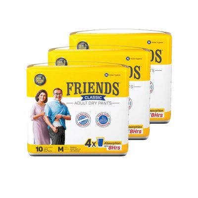 Friends Classic Adult Diapers Pants Style - 50 Count (Medium) with odour lock and Anti-Bacterial Absorbent Core- Waist Size 25-48 inch ; 63.5-122cm sold by bmpharma