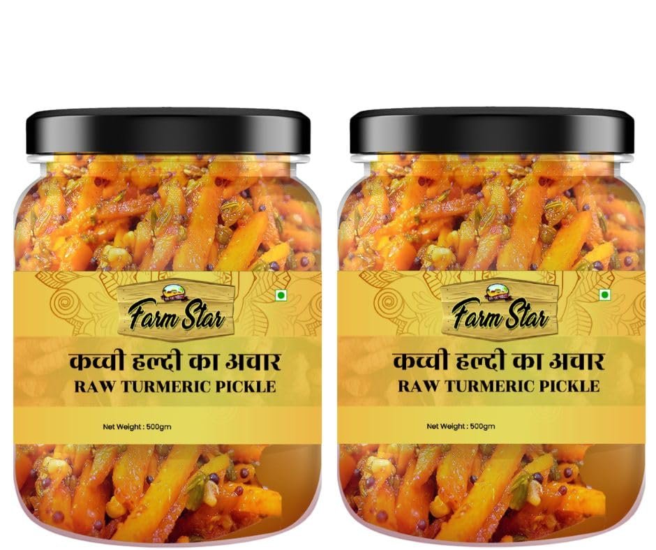 Farm Star 1 Kg- Combo Pickle-2 In 1- Haldi Pickle|Turmeric Pickle-500Gm Each