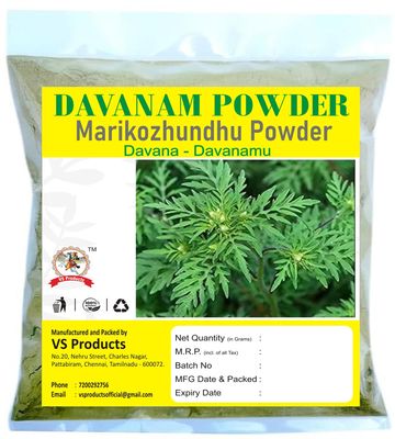 VS Products Davana Powder,650g, Marikozhundhu, Sweet Sagewort, Davanam, Artemisia Pallens, Davanamu Powder,(Pack of 6 X 100gm, Pack of 1 X 50gm)