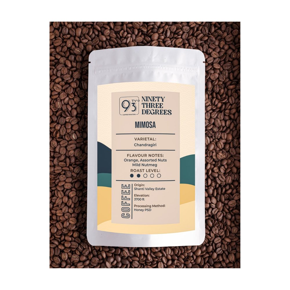 93 Degrees Coffee Roasters- Mimosa Medium Light Roast French Press Grind Coffee Beans - 1kg