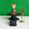 100% Natural & Origanal Narmada Stone Bana Lingam, Narmadeshwar 2inch Madhu Shivling and 4inch Black Damru Jaladhari with Nag(Snack), Nandhi Ji, Trishul for Worship at Home.[Size: 2 x 4] view 1