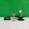 100% Natural & Origanal Narmada Stone Bana Lingam, Narmadeshwar 2inch Madhu Shivling and 4inch Black Damru Jaladhari with Nag(Snack), Nandhi Ji, Trishul for Worship at Home.[Size: 2 x 4] view 2