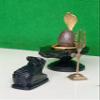 100% Natural & Origanal Narmada Stone Bana Lingam, Narmadeshwar 2inch Madhu Shivling and 4inch Black Damru Jaladhari with Nag(Snack), Nandhi Ji, Trishul for Worship at Home.[Size: 2 x 4] view 3