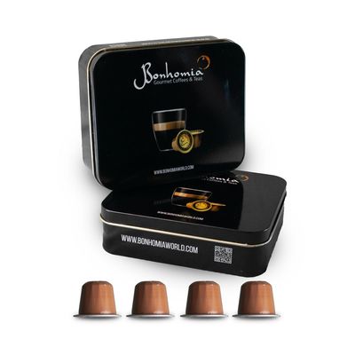 Bonhomia Dark Deeds Espresso Pods  10 Aluminum Capsules | Intensity 8 | Medium Dark Roast | Compatible with Most Brewers (Original Line Machines) | Premium AA+ Grade Beans