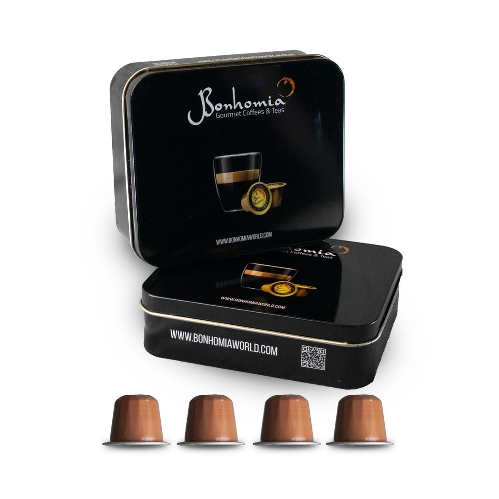Bonhomia Dark Deeds Espresso Pods  10 Aluminum Capsules | Intensity 8 | Medium Dark Roast | Compatible with Most Brewers (Original Line Machines) | Premium AA+ Grade Beans
