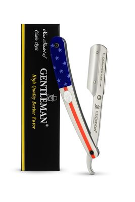 Fortive Gentleman Flag Printed Barber -Shaving Razor for Men's Styling and Grooming - Straight Shaping Blade for Beard, Face, and Hair - Single-Edge Stainless Steel Cut Throat - Perfect for Saloon Use