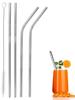 MobFest Reusable Stainless Steel Straight Bent & Straight Straws with Cleaning Brush Set Milk, Juice, Whiskey, Cocktail Drinkware Bar Accessory Tool, 21cm. 5 Pcs (1) view 1