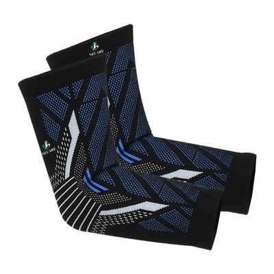 NECARE Premium Nylon Orthopedic Compression Elbow Support Cap Sleeves (1 PAIR), For Men and Women (L, Black-Blue)