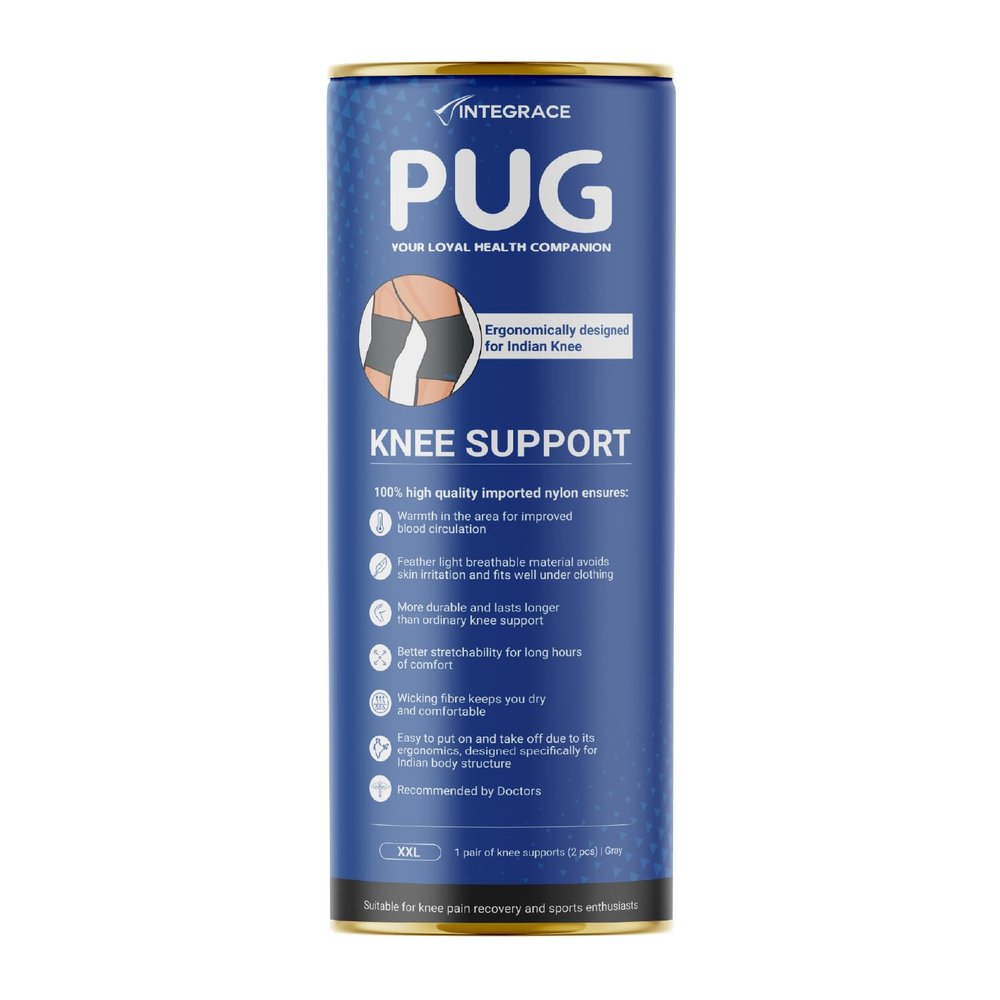 PUG Knee Support 1 Pair, Size XXL |Unleash Your Performance | Ergonomically Designed for Indian Knee|Ideal for Sports enthusiasts, Knee Pain and Injury Prevention
