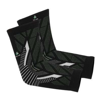 NECARE Premium Nylon Orthopedic Compression Elbow Cap Sleeves (1 PAIR), For Men and Women (XL, Black-Grey)