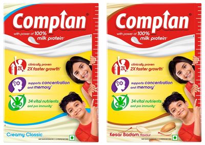 Complan Nutrition Drink Powder for Children, Kesar Badam Flavour, 500 g Carton & Creamy Classic 500g | Nutrition drink for kids with protein & 34 vital nutrients
