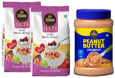 Disano Oats, 100% wholegrain, Pouch 2 kg & Disano Peanut Butter Crunchy 924g