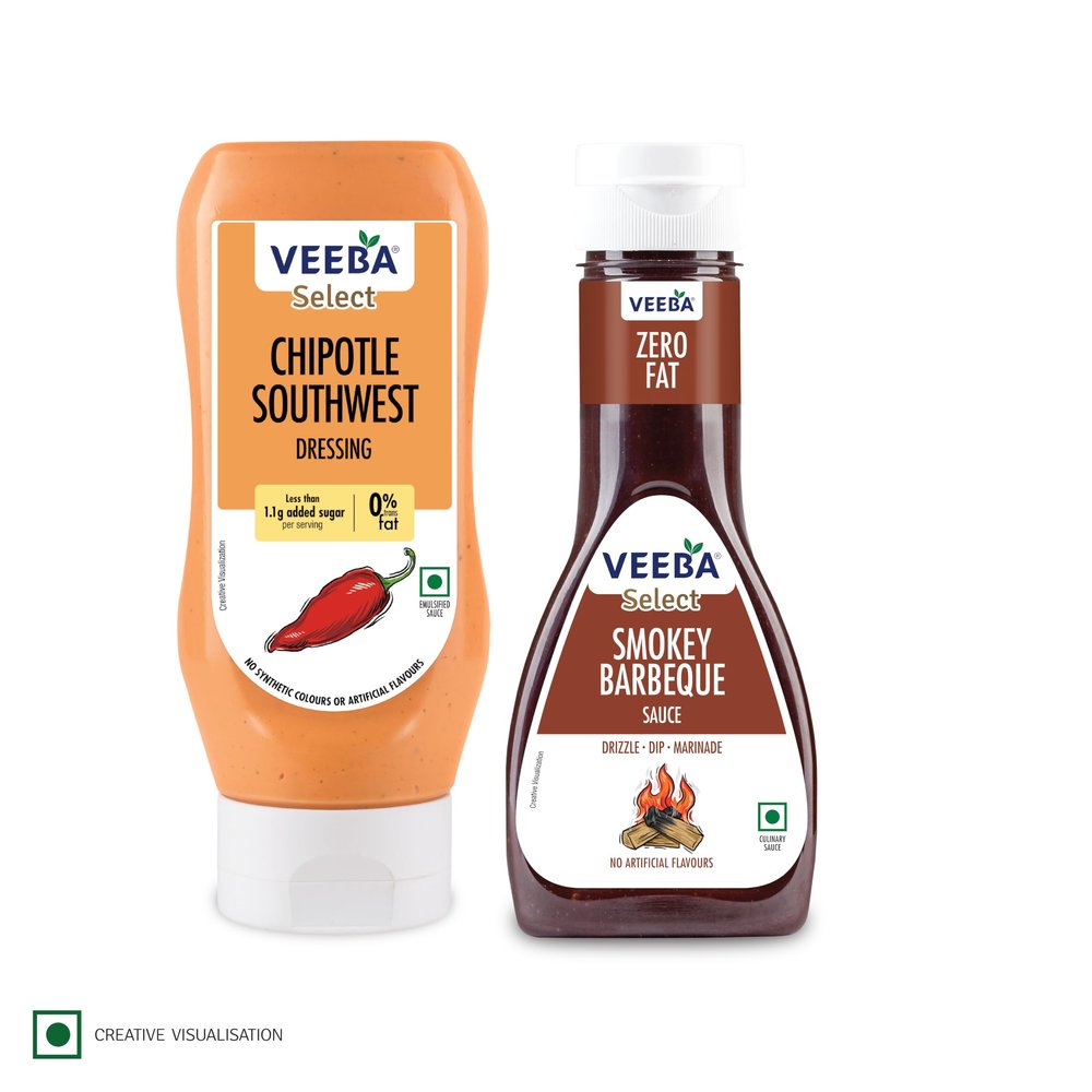 Veeba Chipotle Southwest Salad Dressing, 300g & Veeba Sauces, Barbeque Sauce, 330g