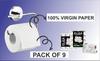 Eliza Toilet Paper Roll 3 Ply Pack of 9 (200 Pulls Each) Disposable (Toilet Paper/Toilet Roll/Tissue) Roll - 9.8 x 10 cm Pack of 9 Toilet Tissue Rolls (9x200) Pulls (1800) view 2