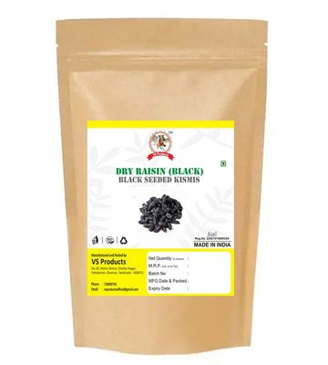 VS Products Black kismis Seeded, 500g, Dried kali Draksh, Black Raisins Seed, Fresh Munakka Dry Fruits Black, Raisins With Seeds For Cooking, Baking and Snacking (Pack of 5 X 100g)