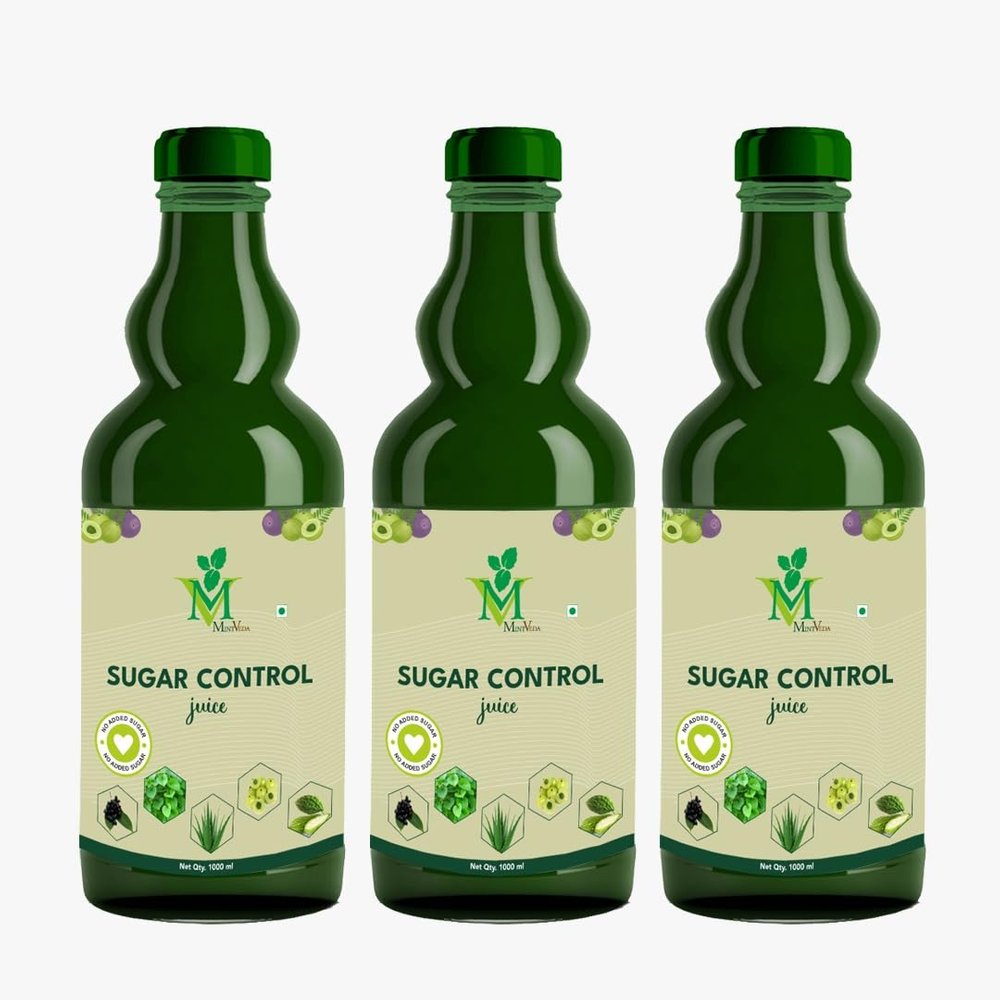 Mint Veda 100% Natural and Herbal Sugar Free Sugar Care Juices Which Controls Blood Sugar Level, Diabetes Care Liquid with Jamun, Karela, and more | No added Sugar Detox Liquid,1Liter, Pack of 3