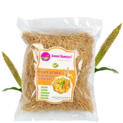 Ammi Samayal Bajra Vermicelli (Semia) | Pearl Millet Rich In Fiber, Magnesium & Iron | Kambhu Sevai | Premium and Organic Sevaiya | Tasty & Healthy South Indian Flavour Semiya | Pack of 1 | 1 Kg