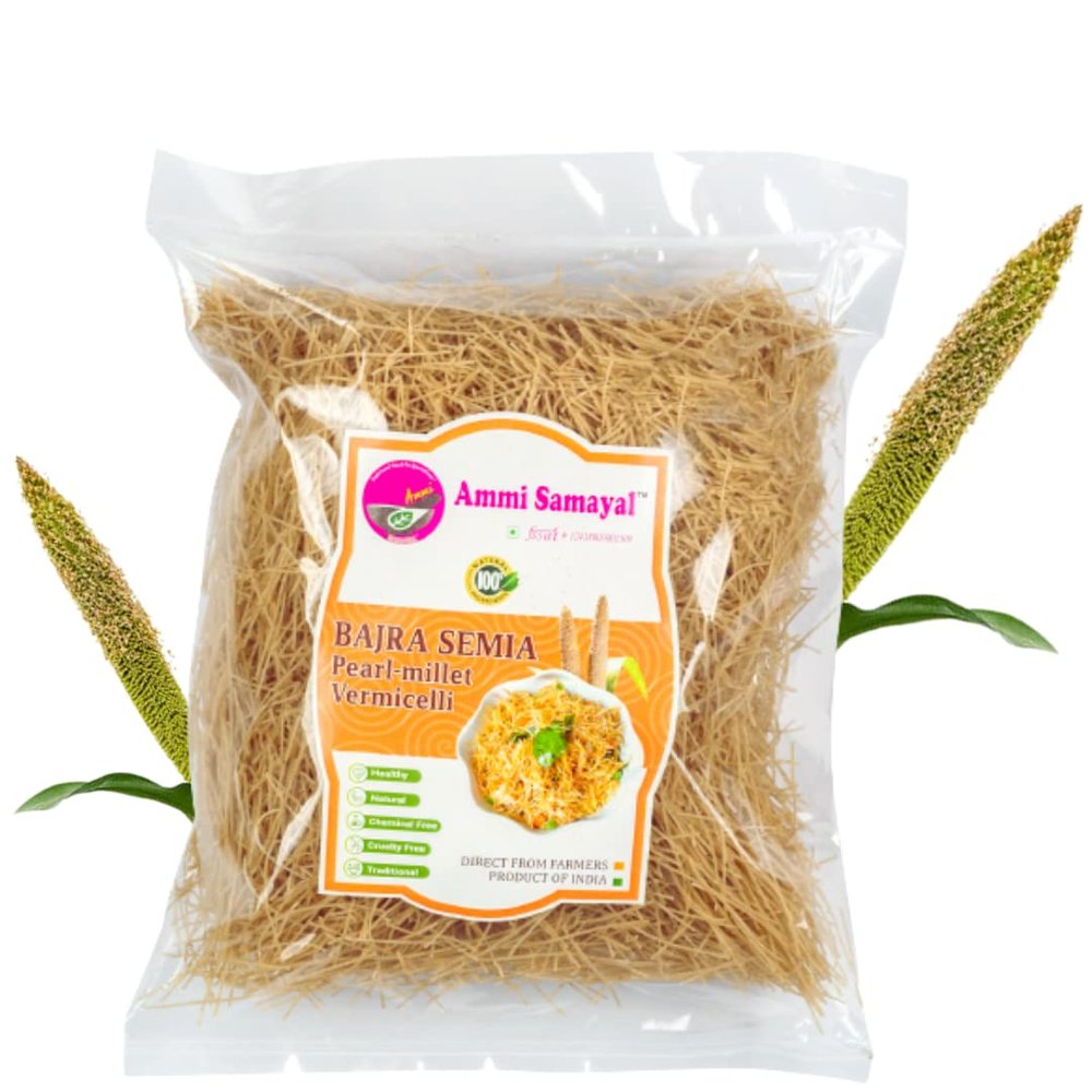 Ammi Samayal Bajra Vermicelli (Semia) | Pearl Millet Rich In Fiber, Magnesium & Iron | Kambhu Sevai | Premium and Organic Sevaiya | Tasty & Healthy South Indian Flavour Semiya | Pack of 1 | 1 Kg