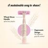 Plush Eco Disposable Body Razor for Women 3pc | Aloe & Vitamin E Lubricating Strip & Wheat Straw Handle | Irritation-Free Hair Removal with Swedish Steel 3 Blade Razor for Smooth Shave view 2