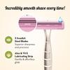 Plush Eco Disposable Body Razor for Women 3pc | Aloe & Vitamin E Lubricating Strip & Wheat Straw Handle | Irritation-Free Hair Removal with Swedish Steel 3 Blade Razor for Smooth Shave view 3