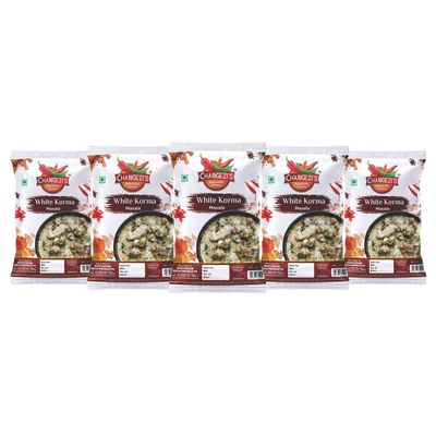Changezi's White Korma Masala Afghani Shahi White Chicken Korma Masala/Chicken Vellai Kuruma Masala | Chicken White Kurma Masala | Whole Spices Blend(NO Added Colors)-80Gx5Pk