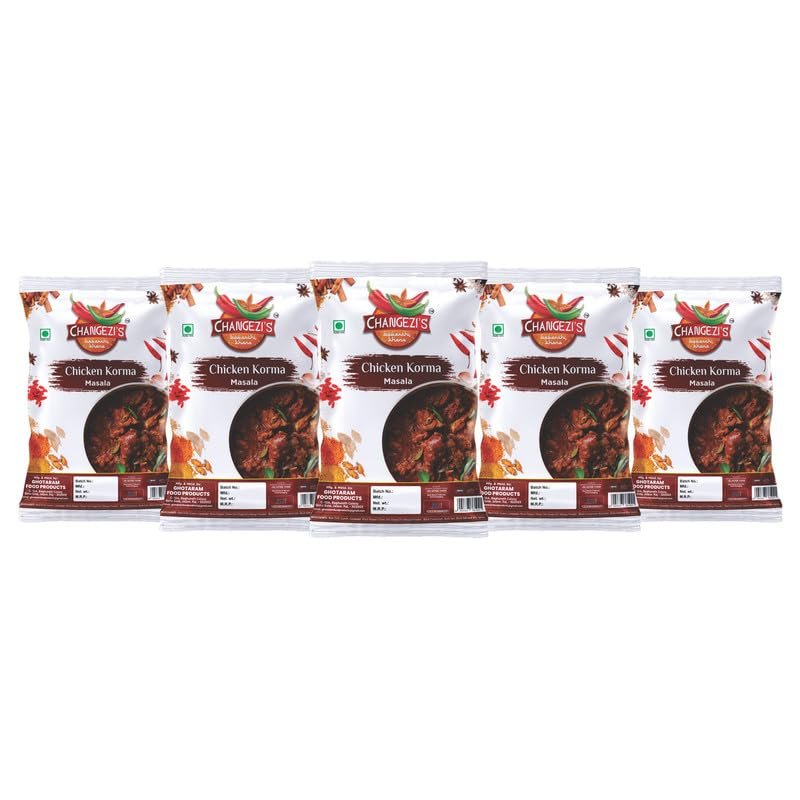 Changezi's Zafrani Chicken Korma Masala | Shahi Murgh Chicken Korma Masala | Murgh Chicken Masala | Chicken Kavurma Masala | Whole Spices Blend With Authentic Traditional Taste-190Gx5Pk